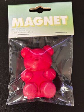 Pink Squishy Bear Magnet 1.38" x 2.13" Cute Kawaii Soft Squeeze Desk Fridge Deco
